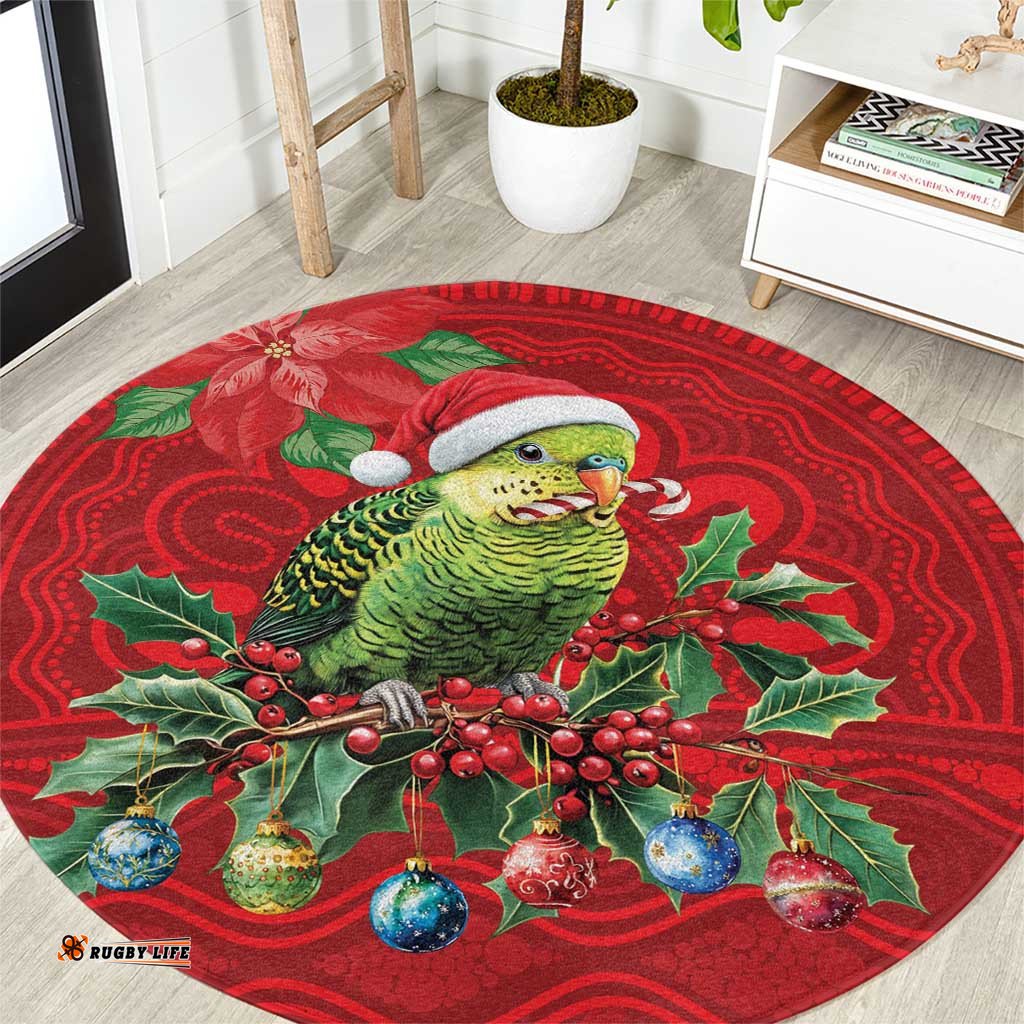 Aussie Green Budgerigar Round Carpet Aboriginal Inspired Christmas LT9