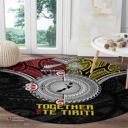 Aotearoa and Niue Mo Te Tiriti Round Carpet New Zealand Honour The Treaty Ake!Ake!Ake! LT9