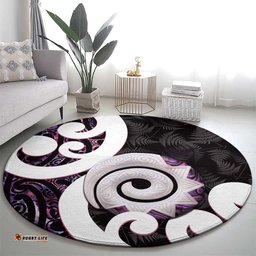 Aotearoa Koru Round Carpet Purple Maori Paua Shell Mix Silver Fern LT14