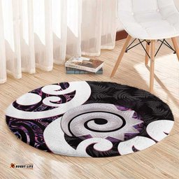 Aotearoa Koru Round Carpet Purple Maori Paua Shell Mix Silver Fern LT14