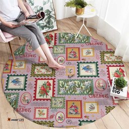 Aussie Birds Christmas La La Land Round Carpet Pink Vintage Stamp Edition LT9