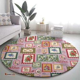 Aussie Birds Christmas La La Land Round Carpet Pink Vintage Stamp Edition LT9