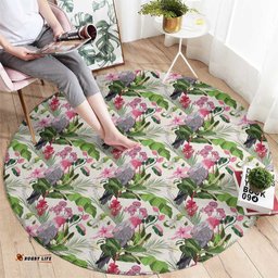 Aussie Pink Cockatoo Flowers Seamless Pattern Round Carpet LT9