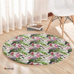 Aussie Pink Cockatoo Flowers Seamless Pattern Round Carpet LT9