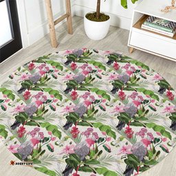 Aussie Pink Cockatoo Flowers Seamless Pattern Round Carpet LT9