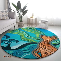 Aussie Aurora Borealis Aboriginal Art Round Carpet LT7