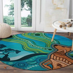 Aussie Aurora Borealis Aboriginal Art Round Carpet LT7