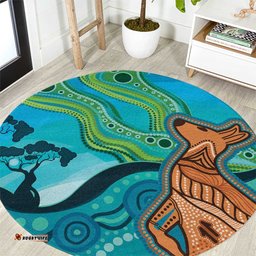 Aussie Aurora Borealis Aboriginal Art Round Carpet LT7