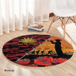 ANZAC Lest We Forget Round Carpet Australian Army Poppy Tribute LT15