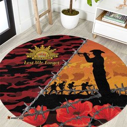 ANZAC Lest We Forget Round Carpet Australian Army Poppy Tribute LT15