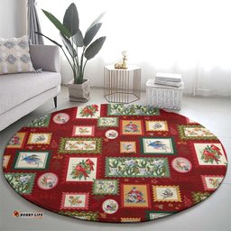Aussie Birds Christmas La La Land Round Carpet Red Vintage Stamp Edition LT9