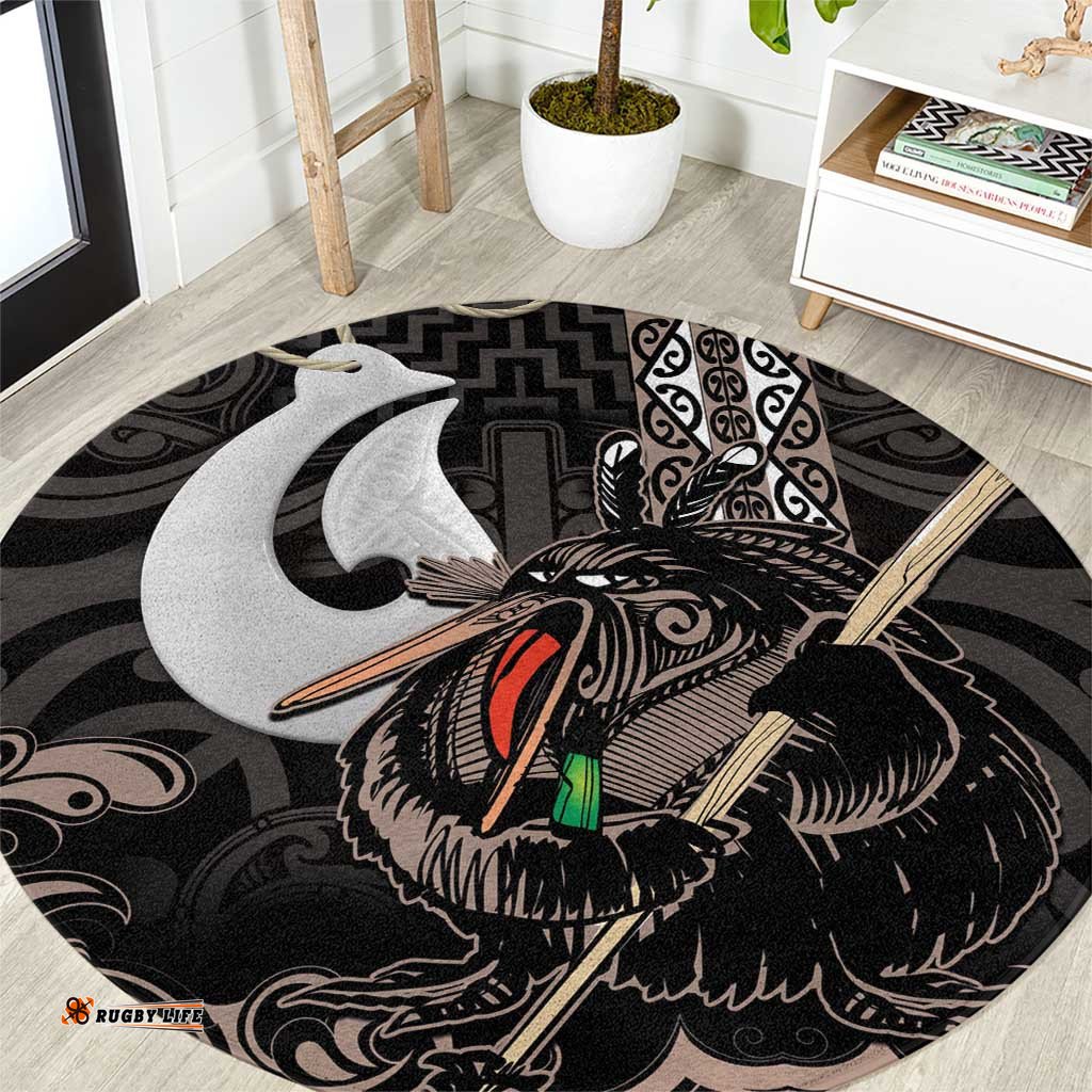 Aotearoa Hei Matau Round Carpet Haka Kiwi Mix Maori Mangopare LT14