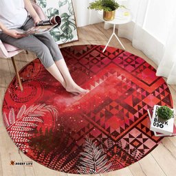 Aotearoa Taniko Matariki Round Carpet Cosmic Red LT7