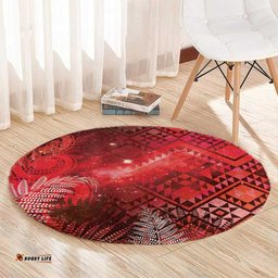 Aotearoa Taniko Matariki Round Carpet Cosmic Red LT7