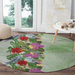 Aussie Budgies Blue And Green Tropical Birds Round Carpet LT9