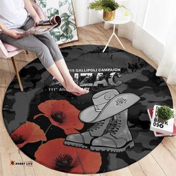 Australia 1915 Gallipoli ANZAC Round Carpet 111th Anniversary Army Boots And Slouch Hat LT14
