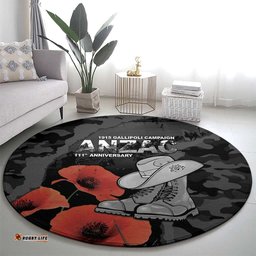 Australia 1915 Gallipoli ANZAC Round Carpet 111th Anniversary Army Boots And Slouch Hat LT14