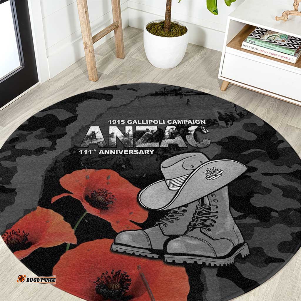 Australia 1915 Gallipoli ANZAC Round Carpet 111th Anniversary Army Boots And Slouch Hat LT14