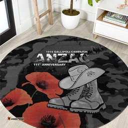 Australia 1915 Gallipoli ANZAC Round Carpet 111th Anniversary Army Boots And Slouch Hat LT14