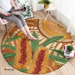 Australia Bottlebrush Round Carpet Callistemon Aussie Native Flowers Indigenous Art LT14