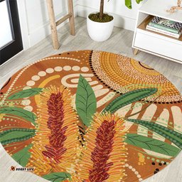 Australia Bottlebrush Round Carpet Callistemon Aussie Native Flowers Indigenous Art LT14
