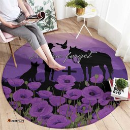 Australia ANZAC Animal Heroes Round Carpet Purple Poppies LT7