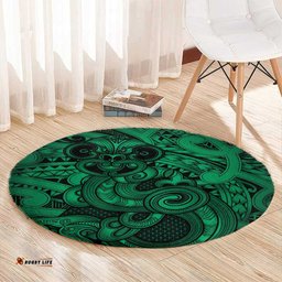 Aotearoa Maori Hei Tiki Round Carpet Kakariki Kowhaiwhai Puhoro Motif LT9