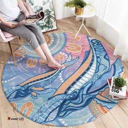 Aussie NAIDOC Week Pastel Round Carpet Dreaming Whales LT7