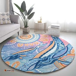 Aussie NAIDOC Week Pastel Round Carpet Dreaming Whales LT7