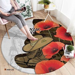 Australia ANZAC Day Round Carpet Boots And Slouch Hat Lest We Forget LT14