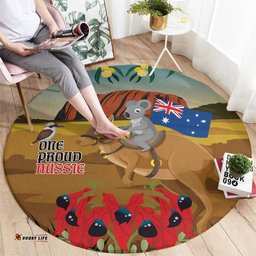 26 January One Proud Aussie Round Carpet Kangaroo and Koala Happy Australia Day LT9