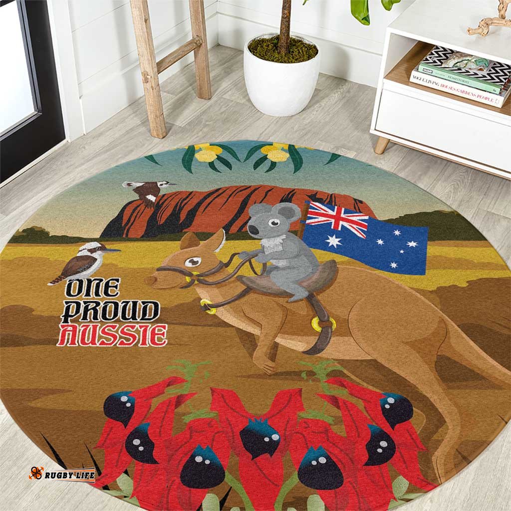26 January One Proud Aussie Round Carpet Kangaroo and Koala Happy Australia Day LT9