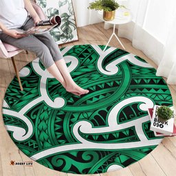 Aotearoa Maori Kowhaiwhai Round Carpet Kakariki Puhoro and Patiki LT9