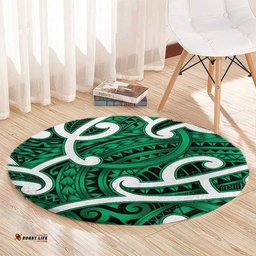 Aotearoa Maori Kowhaiwhai Round Carpet Kakariki Puhoro and Patiki LT9