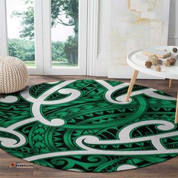 Aotearoa Maori Kowhaiwhai Round Carpet Kakariki Puhoro and Patiki LT9