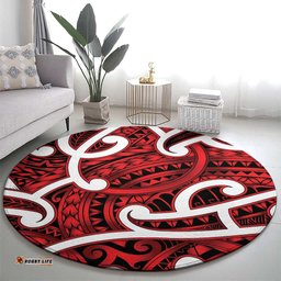 Aotearoa Maori Kowhaiwhai Round Carpet Whero Puhoro and Patiki LT9