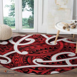 Aotearoa Maori Kowhaiwhai Round Carpet Whero Puhoro and Patiki LT9