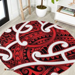 Aotearoa Maori Kowhaiwhai Round Carpet Whero Puhoro and Patiki LT9