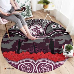 ANZAC Day Manly Warringah Sea Eagles Round Carpet Military Memorial Aboriginal Indigenous Art TS04