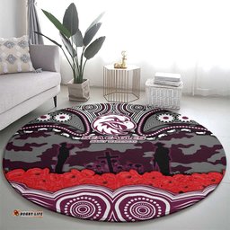 ANZAC Day Manly Warringah Sea Eagles Round Carpet Military Memorial Aboriginal Indigenous Art TS04