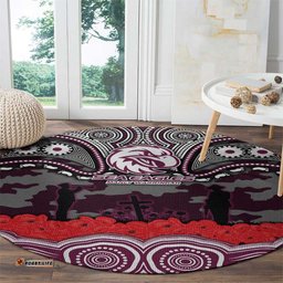 ANZAC Day Manly Warringah Sea Eagles Round Carpet Military Memorial Aboriginal Indigenous Art TS04