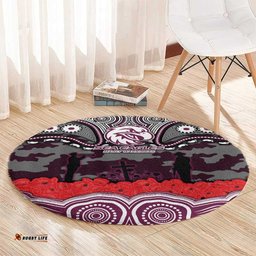 ANZAC Day Manly Warringah Sea Eagles Round Carpet Military Memorial Aboriginal Indigenous Art TS04