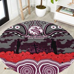 ANZAC Day Manly Warringah Sea Eagles Round Carpet Military Memorial Aboriginal Indigenous Art TS04
