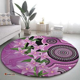 Australia Boronia Round Carpet Aussie Native Flowers Indigenous Art LT14