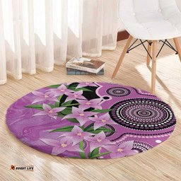 Australia Boronia Round Carpet Aussie Native Flowers Indigenous Art LT14