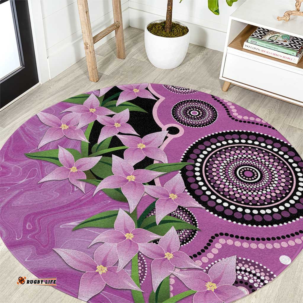Australia Boronia Round Carpet Aussie Native Flowers Indigenous Art LT14