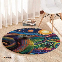 Aboriginal Dreamtime Rainbow Serpent Round Carpet LT9