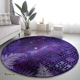 Aotearoa Taniko Matariki Round Carpet Cosmic Violet LT7