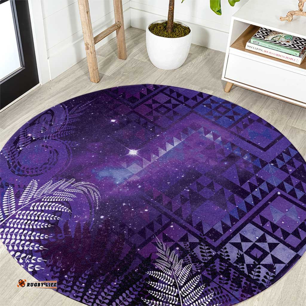 Aotearoa Taniko Matariki Round Carpet Cosmic Violet LT7