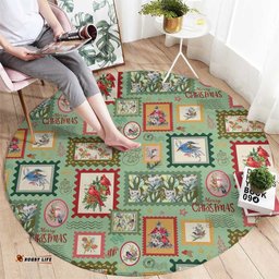 Aussie Birds Christmas La La Land Round Carpet Green Vintage Stamp Edition LT9